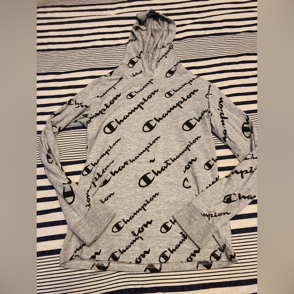 Champion Heather Gray Logo Print Hoodie